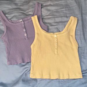 Two Summer Crop Tops - light purple and yellow